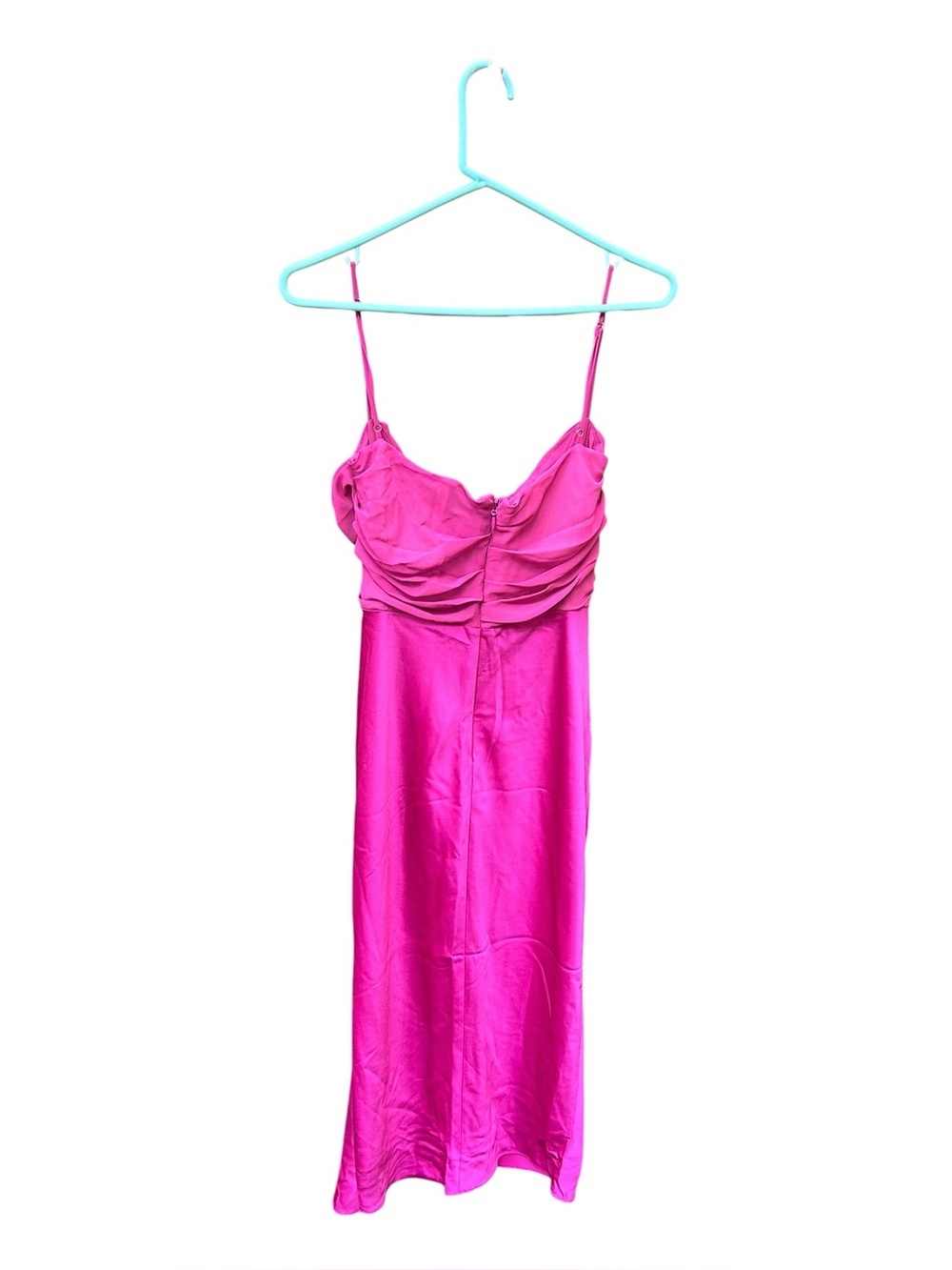 House of CB Teia midi dress is crafted from hot pink satin - Picture 5 of 10